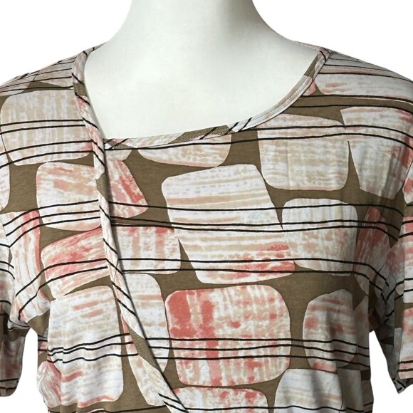 St John Yellow Label Short Sleeve Faux Wrap Stretch Pullover Top Sz M - Picture 7 of 7